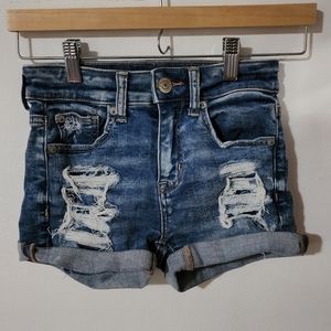 American Eagle Hi Rise Shortie Jean shorts ripped